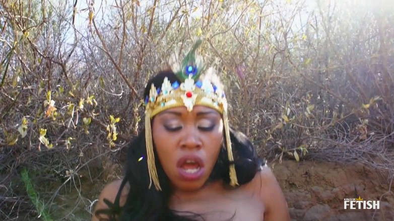 Inter-racial: Pretty ebony gets her pussy rough penetrated outdoor by horny...