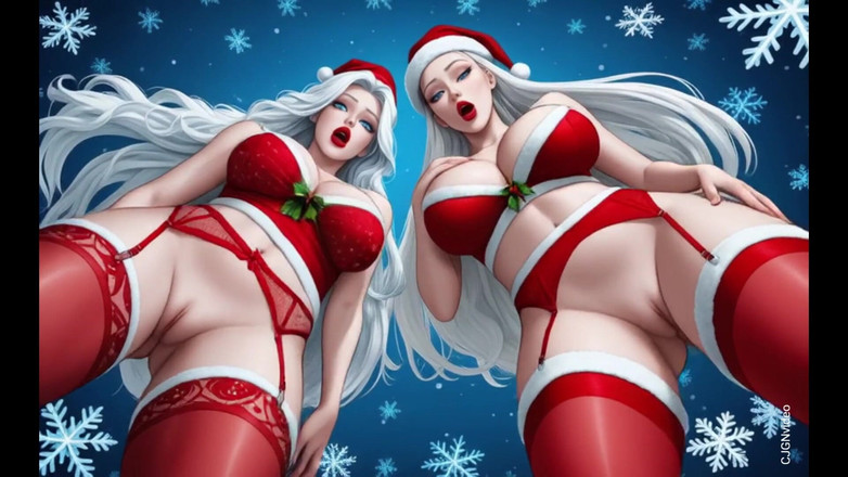 Hot girl dancing: Sinterklas seksi pose versi nsfw (animasi ai)