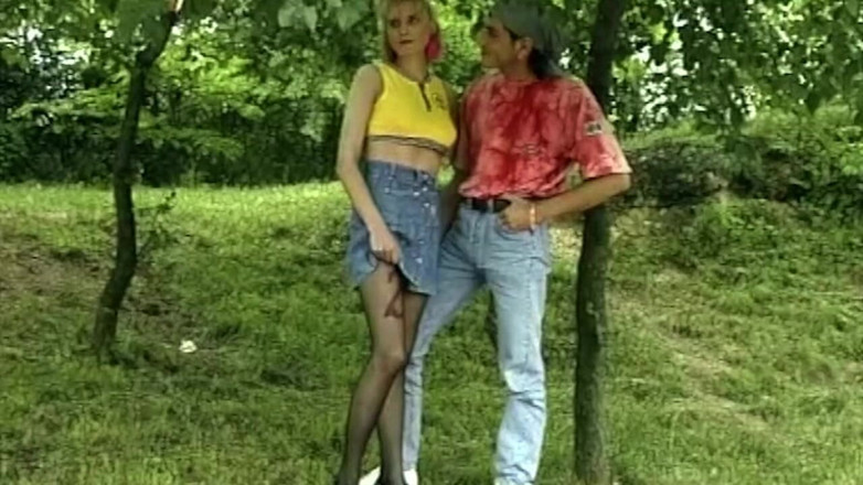 My German Amateurs: Busty Blonde in Pantyhose Outdoor Handjob and Play