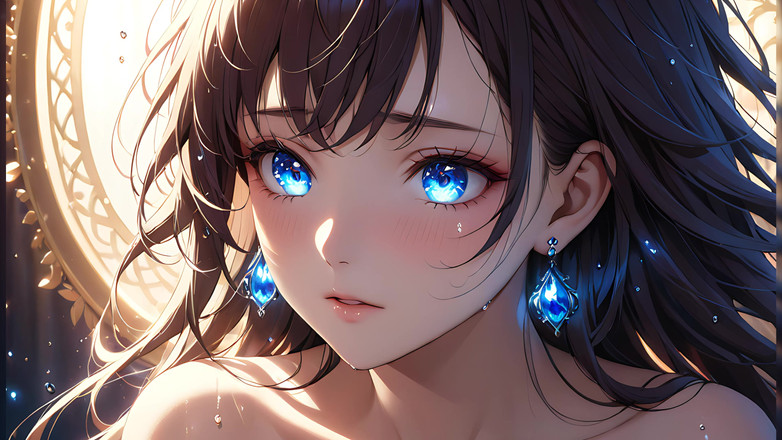 LustRender: Ethereal Emotion - Ai Girl com lágrimas brilhantes em um close-up íntimo