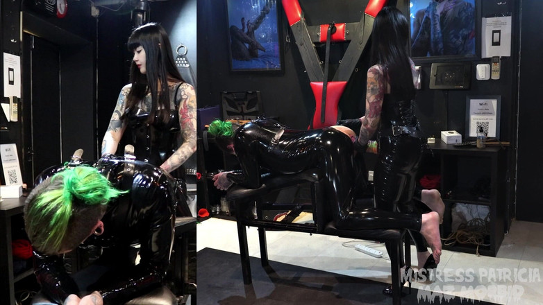 KinkyFemdomTV: Perempuan jalang lateks berkongkek dengan Patricia