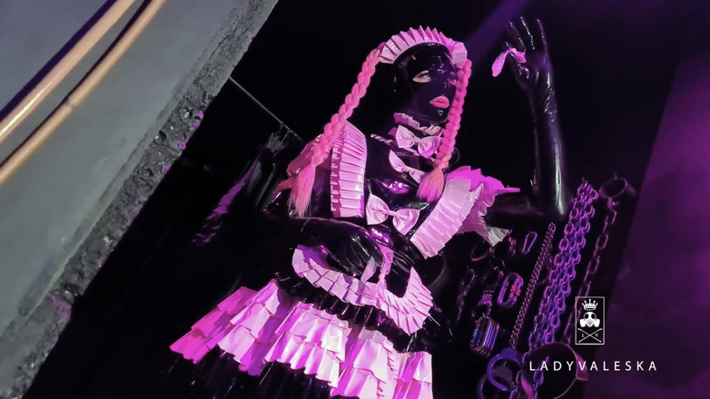 Lady Valeska: Rubber dolly fed three old cold condoms of cum