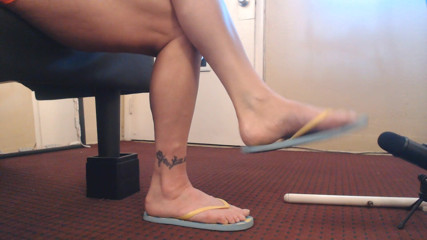 Abby Anna: ASMR lemon blue flip flops shoe play slap