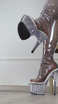 Permainan sepatu & jalan pakai sepatu hak tinggi pvc - dame olga 4k (743)