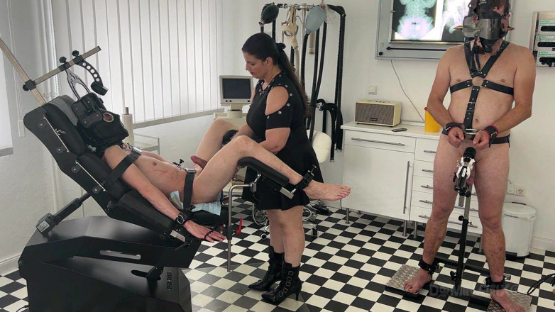 LadyPam: Strapped Mature Slave Fingered Deep in Fetish Clinic Orgy