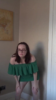 Striptease in Green Summer Dress