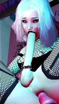 Gagica Cyberpunk are orgasm ca fântâna Futa/trans