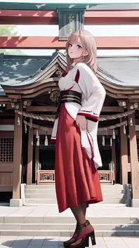 Contrasto proibito tra santuario e camera da letto, segreti bagnati sotto il kimono rosso e bianco.