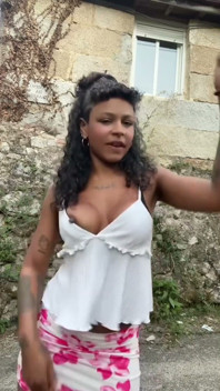 Young Slut Latina Flashing Tits Outside
