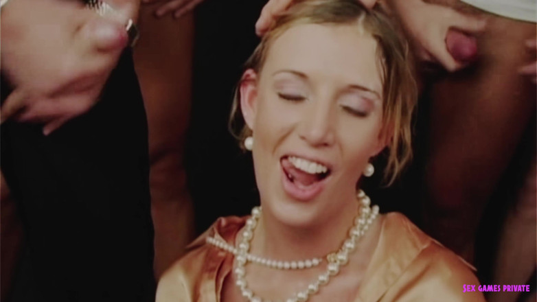 Czech Pornzone: Czech gangbang with blonde clothed in satin blouse