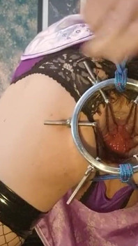 Using Anal Dilator in a Sexy Lilac Chinese Dress Extreme Anal