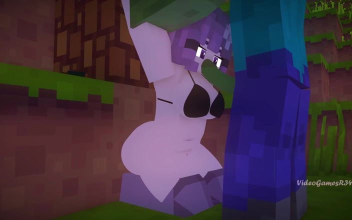 VideoGamesR34: Minecraft porno Zombie pieprzy dziewczynę relaksującą się pod drzewem
