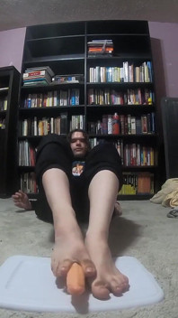Chubby Boy Gives His Dildo a Footjob