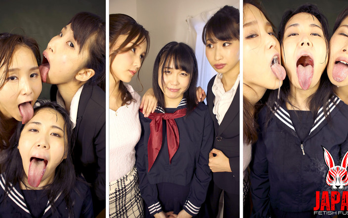 Japan Fetish Fusion: Pocákaný obličej a tření jazyků - Mokrá disciplína Yua Hidaka &amp; Sumire...