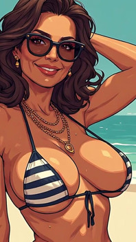 Gorgeous Women at the Beach Bikini Art