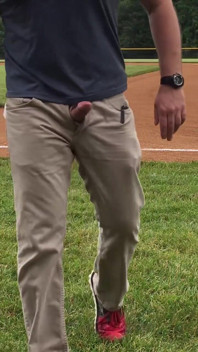 Jerking off on the Baseball Field by Home Plate