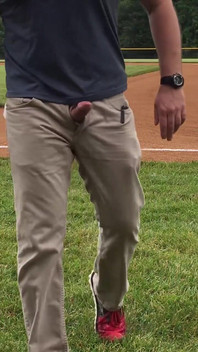 Jerking off on the Baseball Field by Home Plate