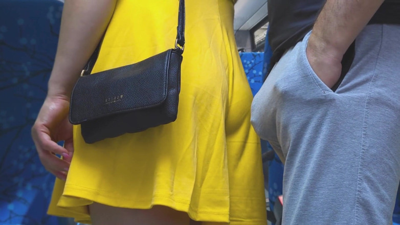 CoupleForFun2023: Risky Handjob Inside Public Transport! Dirty Stranger Ejaculate Using Girl's...