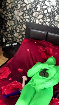 Full Zentai Encasement Toy Play. BBC Dildo Tease, Pussy Slaps and Smoking Through Nylon
