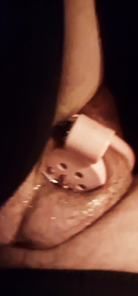 Wet Tiny Clitty Locked in Chasity Cage