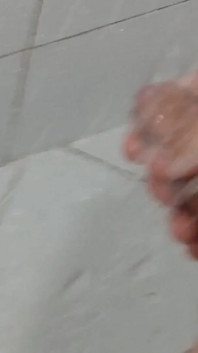 Straight Grandpa Cleaning the Cum off His Huge Dick with Phimosis.