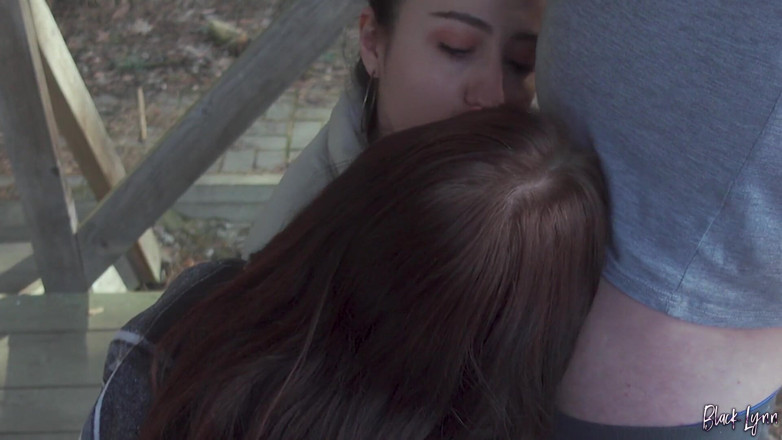YSP Studio: We Sucked Him Together on Our Vacation - Outdoors Threesome Blowjob