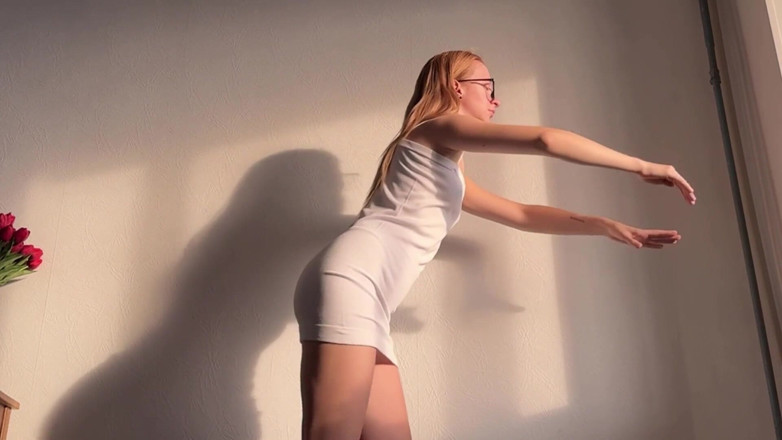 Skinny_lady69: Yoga in a Short Dress