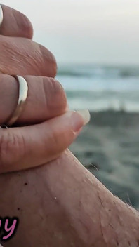 French Teacher Extreme Public Blowjob on Nudist Beach with Voyeurs and Cumshot