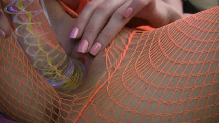 Toy My Pussy: Hot teen in fishnet plays with her vibrator