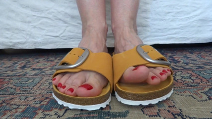 Lady Victoria Valente: Toe fetish - wiggling my toes in orange slippers Part 5