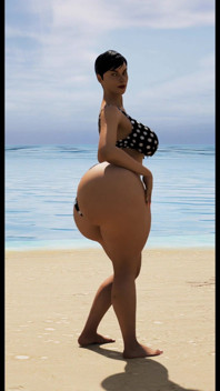 Mrs. Gunther Shaking It at the Beach