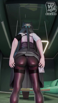 Zzz 3D - Miyabi Shows Her Sexy Thicc Ass in Stockings and Gives Herself a Few Spanks