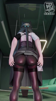 Zzz 3D - Miyabi Shows Her Sexy Thicc Ass in Stockings and Gives Herself a Few Spanks