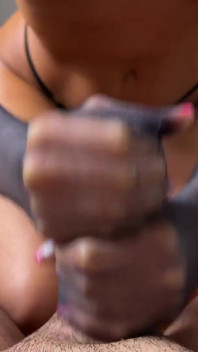 Hot Handjob & Cumshot with Nylons Gloves
