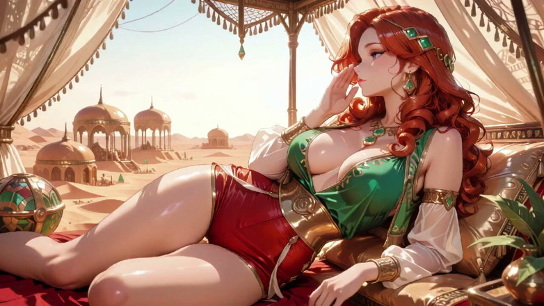 Tay Swift X: Lazy Seduction in the Desert Palace, Green and Red Tight...