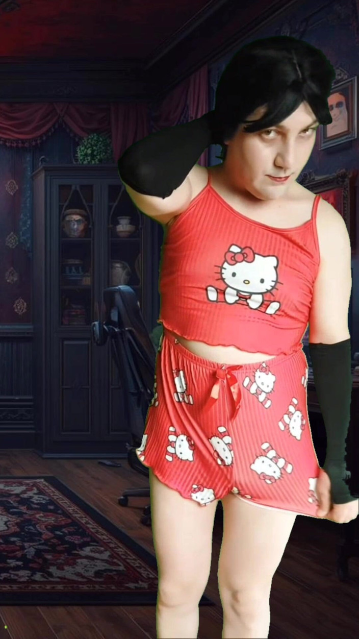 Kitty_Cross: Bílá ženská Hezká Sissy ve sladkých šortkách, booty dance
