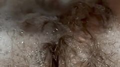 Hot Bath with Hot Hairy Bush Super Long Hair