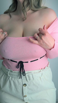 Huge Breasts Dancing in a Pink Blouse