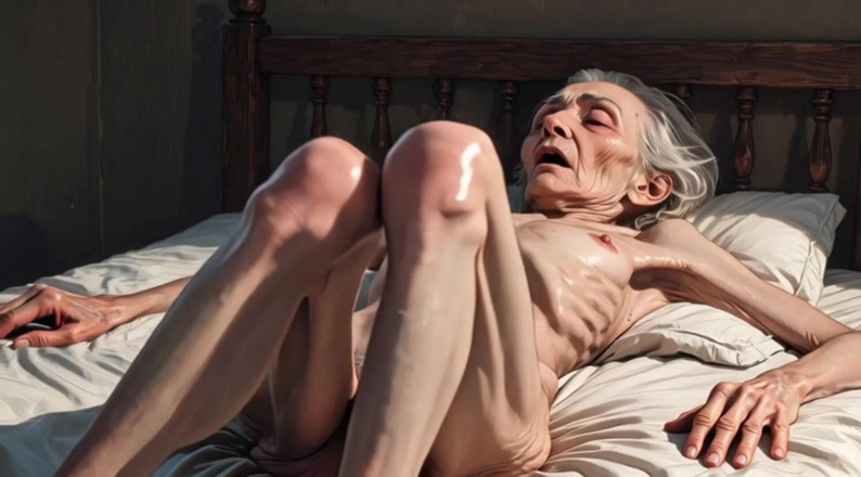 YOUR BEST FANTASY: Extremely Skinny Old Granny Hairy Bush Masturbation - Wet Hairy Pussy...