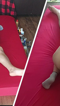 素人妻とのフェラチオ、毛深い猫、大きなお尻。体にオイルを塗ったホットカップルの官能的なマッサージ。