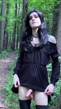 Transgirl Outdoor Masturbation with Cumshot
