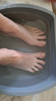 Simp to My Veiny Feet Soaking in a Foot Bath