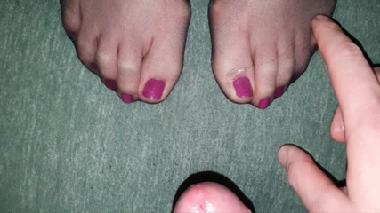 Wife's Nylon: Cum on nylon feet #1