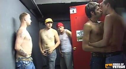 Gay Diaries: Guy swallows cum from a group of dudes after sucking...