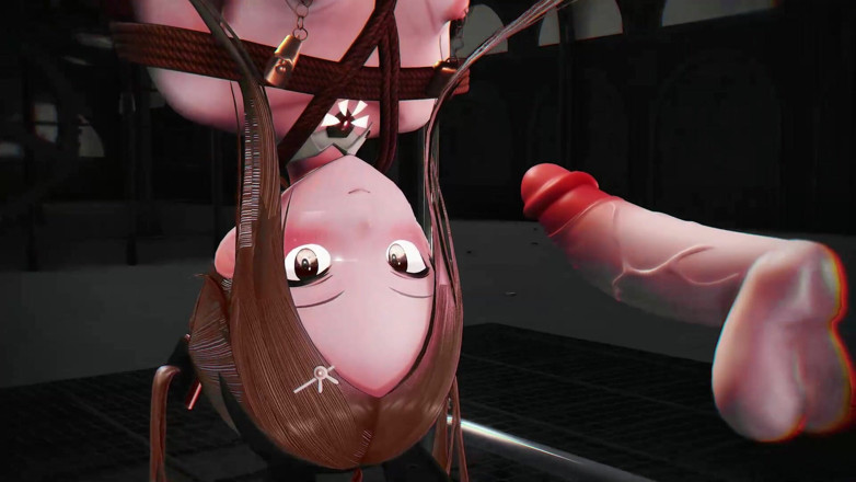 Smixix: Związany Hentai Bondage Blowjob Typ Lo Mmd 3D Brązowy kolor włosów...
