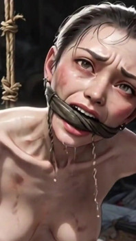 쓰레기에 묶인 더러운 소녀 - 거대한 자지를 구걸하고 안에 사정