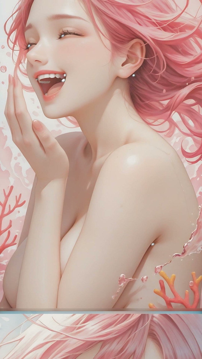LustRender: Joyful Nude Laughing in Sunny Splashes
