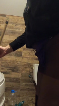 Ripped Pantyhose Pee Fetish - Blue Lingerie, Close-up Pussy Pee and Toilet Mess