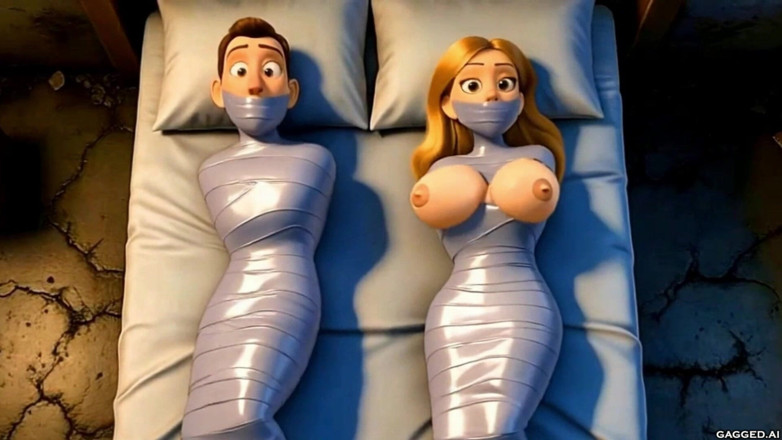 Gagged AI Cartoons: Gefesselt und beobachtet