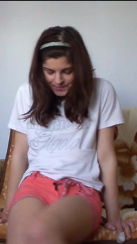 Skinny Teen Full Bladder Desperation on the Bed Trying to Pee